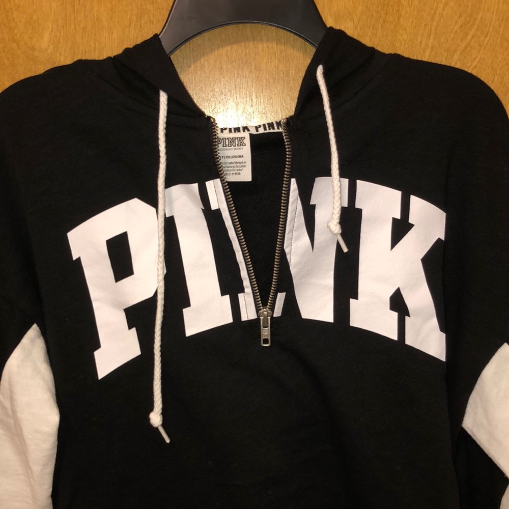 Cropped Half Zip PINK Hoodie S - Picture 2 of 3